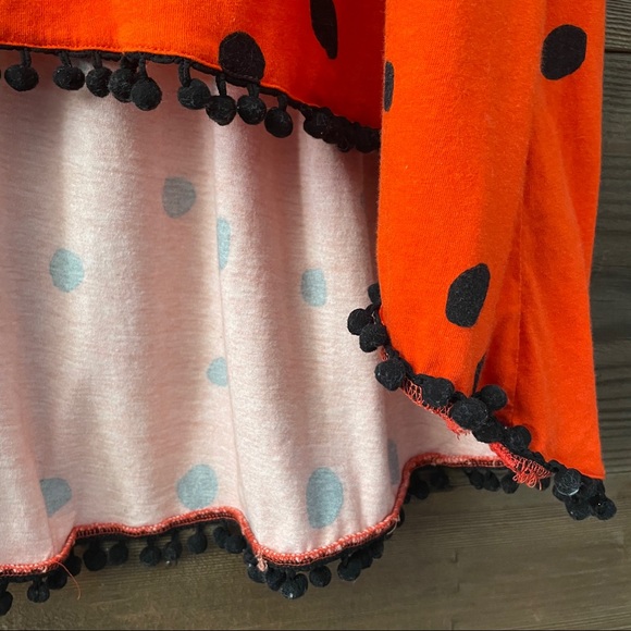 ASOS Design Orange Polka Dot Hi Low Pom Hem Dress - Picture 4 of 7